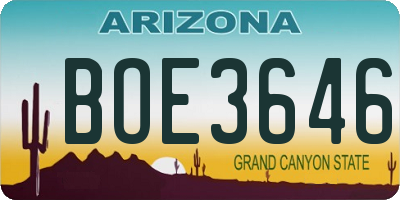 AZ license plate BOE3646