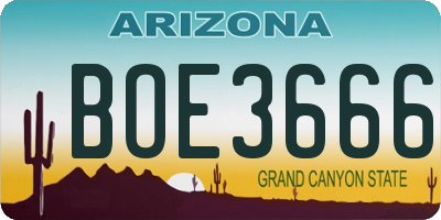 AZ license plate BOE3666