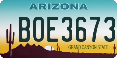 AZ license plate BOE3673