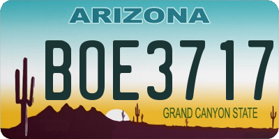 AZ license plate BOE3717
