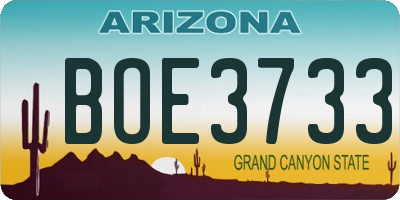 AZ license plate BOE3733