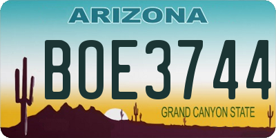 AZ license plate BOE3744