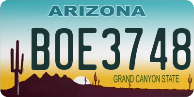 AZ license plate BOE3748