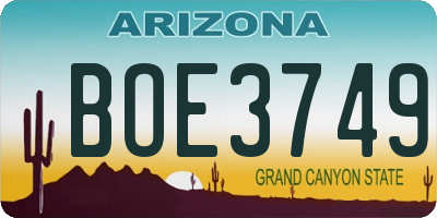AZ license plate BOE3749