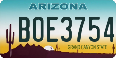 AZ license plate BOE3754