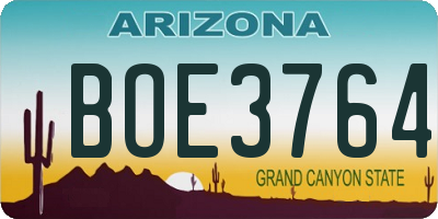 AZ license plate BOE3764