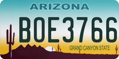 AZ license plate BOE3766