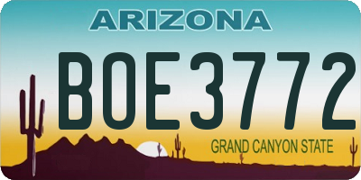 AZ license plate BOE3772