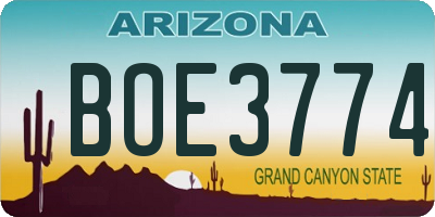 AZ license plate BOE3774