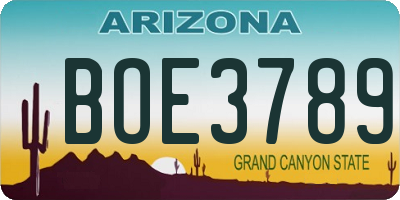 AZ license plate BOE3789