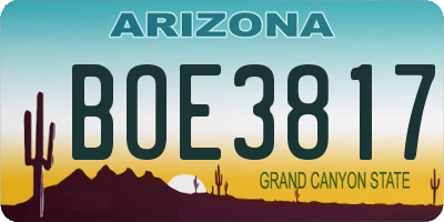 AZ license plate BOE3817