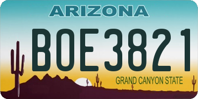 AZ license plate BOE3821