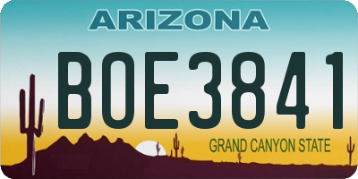 AZ license plate BOE3841