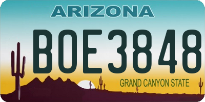 AZ license plate BOE3848