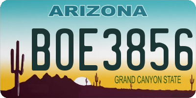 AZ license plate BOE3856