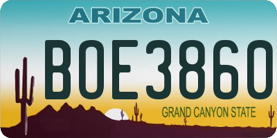 AZ license plate BOE3860