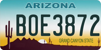 AZ license plate BOE3872