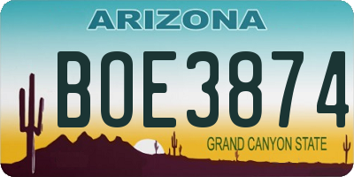 AZ license plate BOE3874