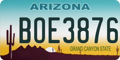 AZ license plate BOE3876