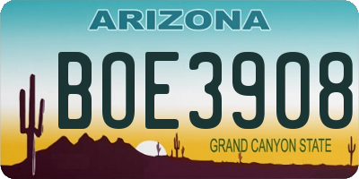 AZ license plate BOE3908