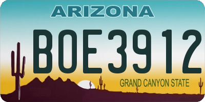 AZ license plate BOE3912