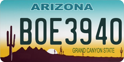 AZ license plate BOE3940