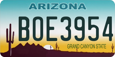AZ license plate BOE3954