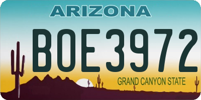 AZ license plate BOE3972