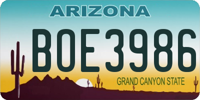 AZ license plate BOE3986