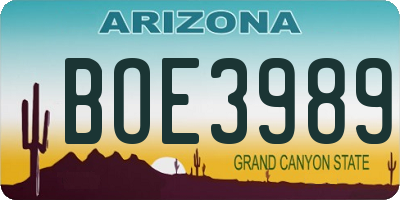 AZ license plate BOE3989
