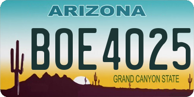 AZ license plate BOE4025