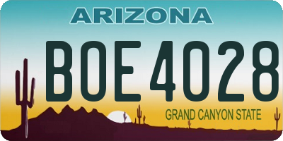 AZ license plate BOE4028