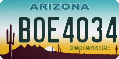 AZ license plate BOE4034