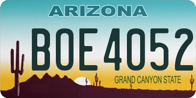AZ license plate BOE4052
