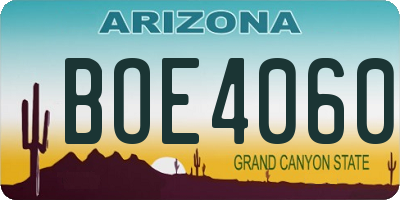 AZ license plate BOE4060