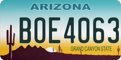 AZ license plate BOE4063