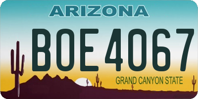 AZ license plate BOE4067