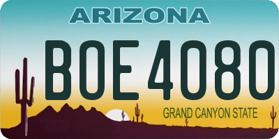 AZ license plate BOE4080