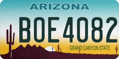 AZ license plate BOE4082