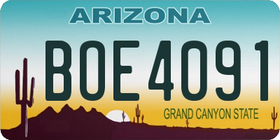 AZ license plate BOE4091