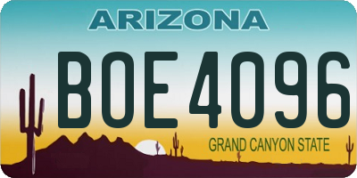 AZ license plate BOE4096