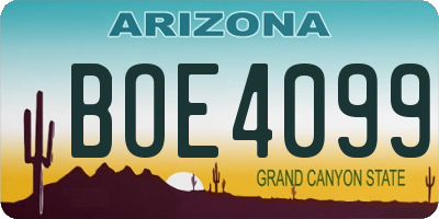 AZ license plate BOE4099