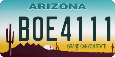 AZ license plate BOE4111