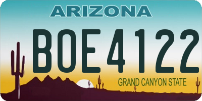 AZ license plate BOE4122