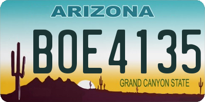 AZ license plate BOE4135
