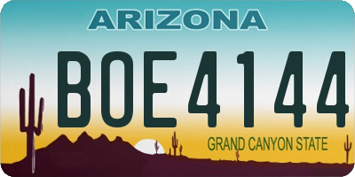 AZ license plate BOE4144