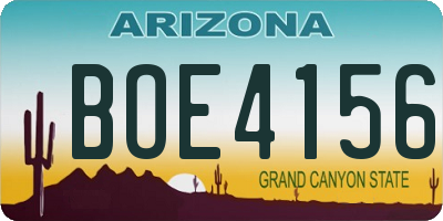 AZ license plate BOE4156