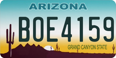 AZ license plate BOE4159