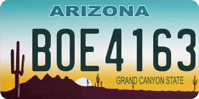AZ license plate BOE4163