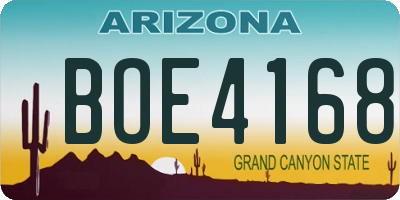 AZ license plate BOE4168